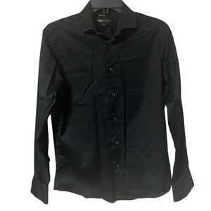 Neiman Marcus Mens Black Regular Fit Dress‎ Shirt Size S Button Down Long Sleeve